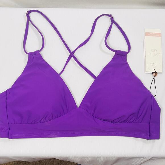 Calia Triangle Bikini Top Womens Medium Purple Punch NWT Swimsuit Bathing Suit - Picture 1 of 8